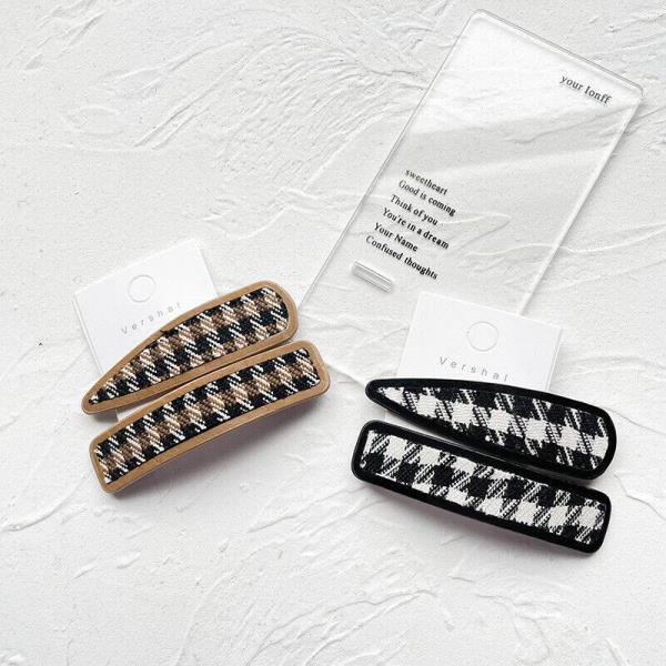 2 Retro Plaid Tweed Grid Hair Clips