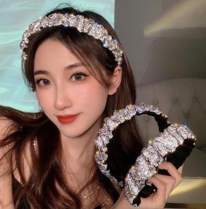 3 Rows Shining Full Crystal Tassel Headband