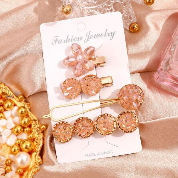 4 Glowing Crystal Flower Hair Pins