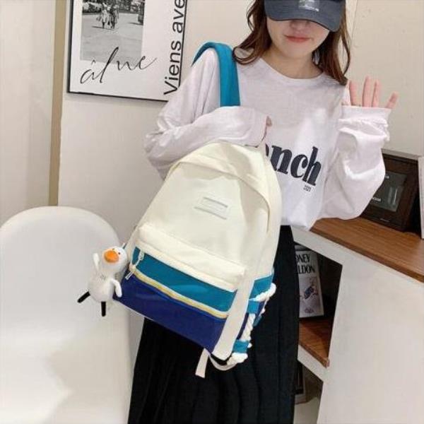 Casual Colour Contrast Striped Large School Backpack