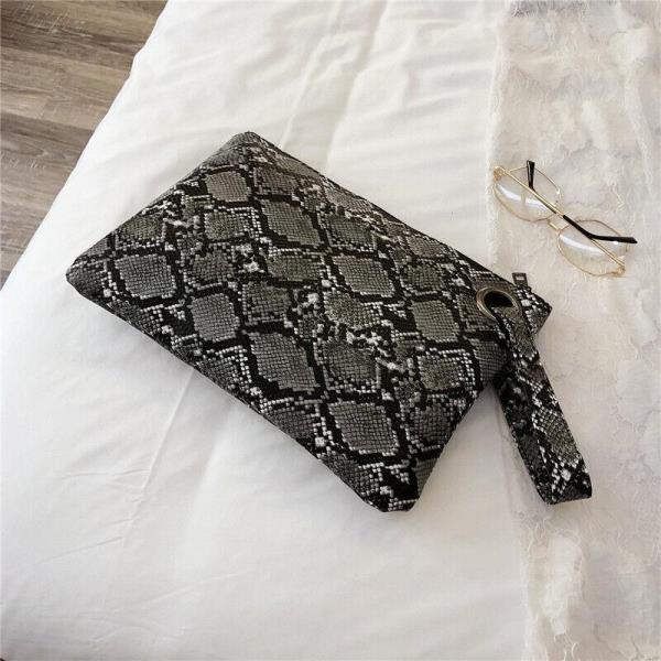 Snakeskin Pattern Faux Leather Envelop Handbag