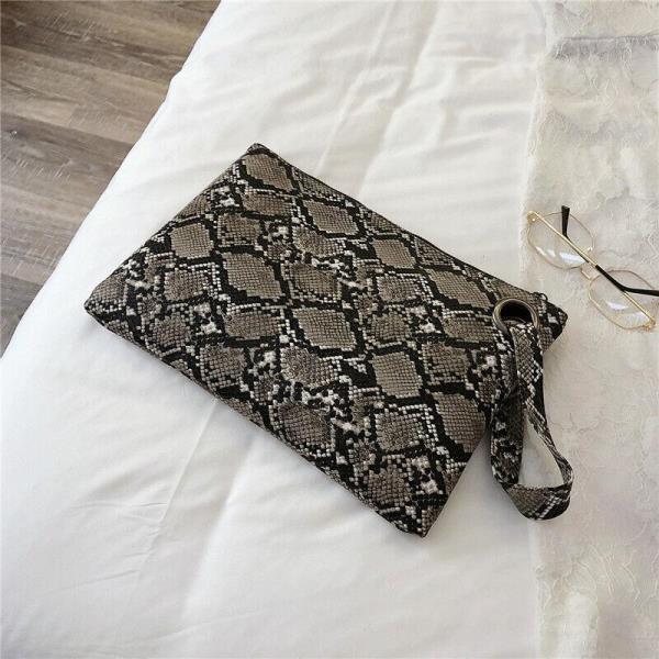 Snakeskin Pattern Faux Leather Envelop Handbag