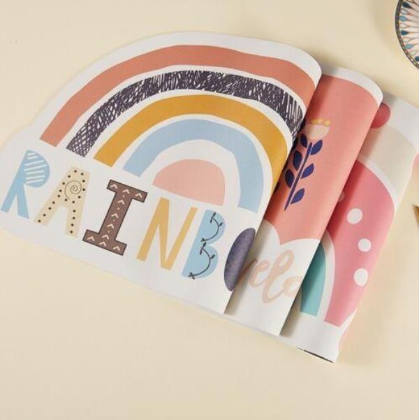 2 Pcs Cartoon Rainbow Faux Leather Kid Placemat