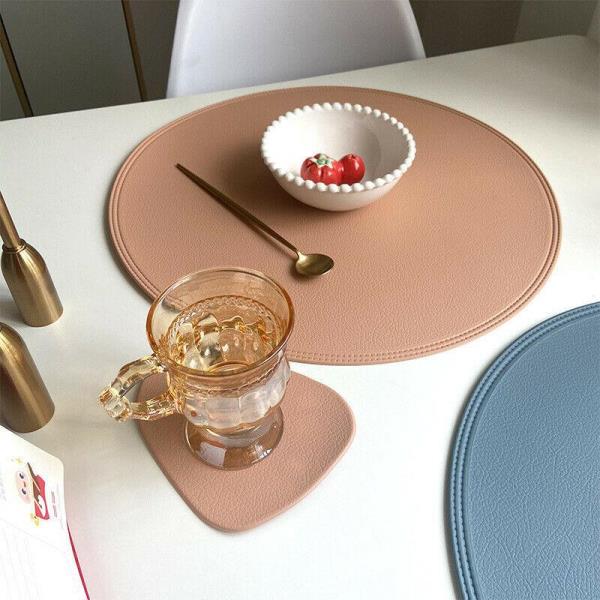 4 Modern PU Leather Round Table Dining Placemats