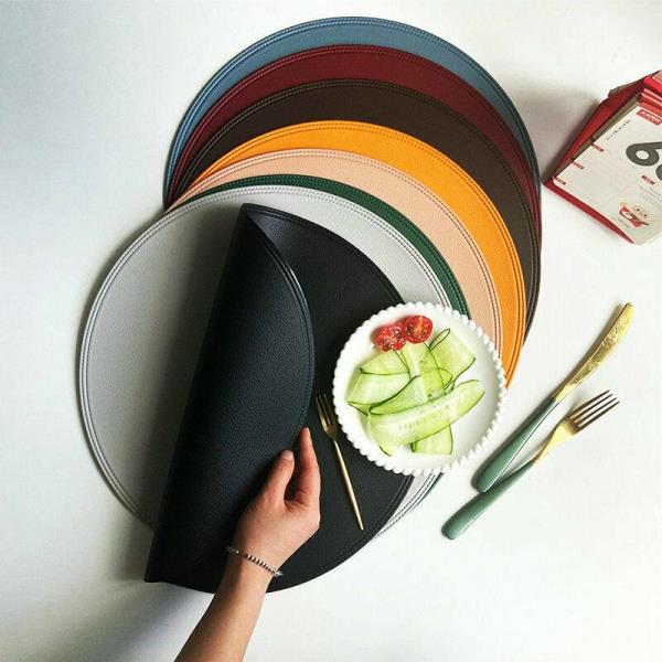 4 Modern PU Leather Round Table Dining Placemats