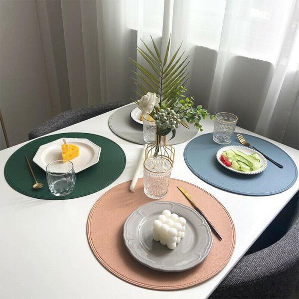 4 Modern PU Leather Round Table Dining Placemats