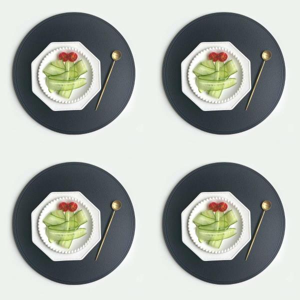 4 Modern PU Leather Round Table Dining Placemats