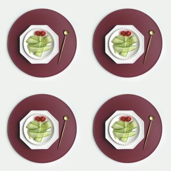 4 Modern PU Leather Round Table Dining Placemats