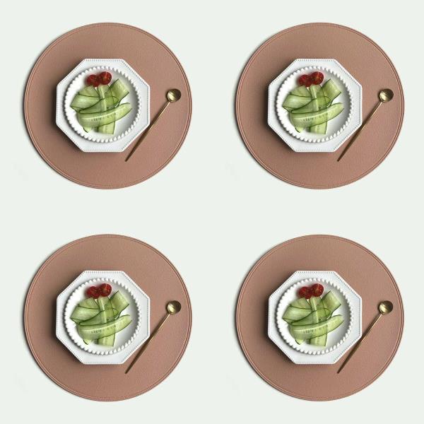 4 Modern PU Leather Round Table Dining Placemats