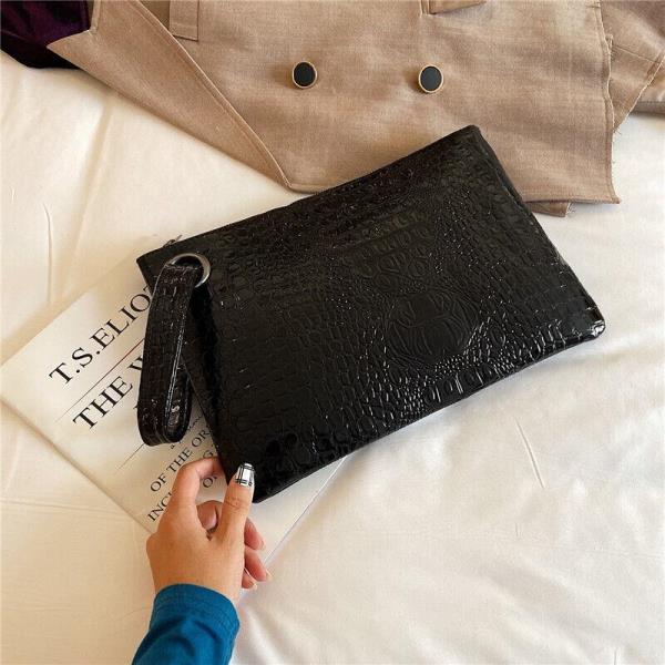 Crocodile Pattern Leather Clutch Handbag