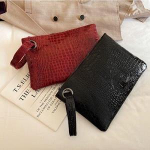 Crocodile Pattern Leather Clutch Handbag