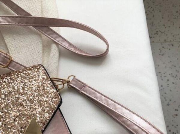 Glitter Sequin V Shape Flap Envelop Bag