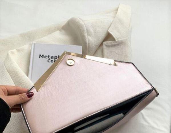 Glitter Sequin V Shape Flap Envelop Bag