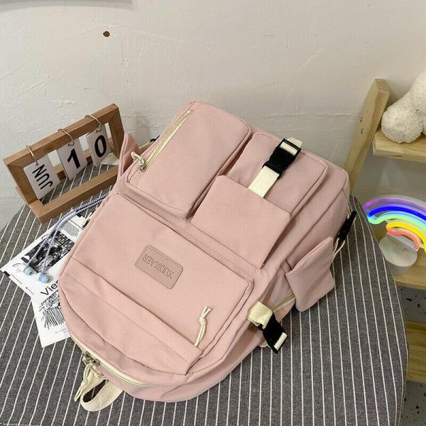 Cute Nylon Multi Pockets School Girl Backpack