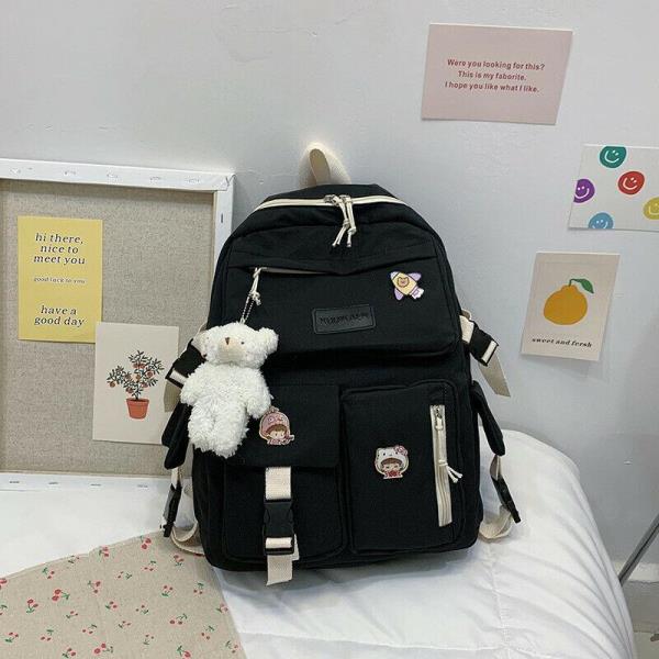 Cute Nylon Multi Pockets School Girl Backpack