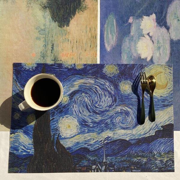 2 Oil Painting PVC Non Slip Table Dining Placemats