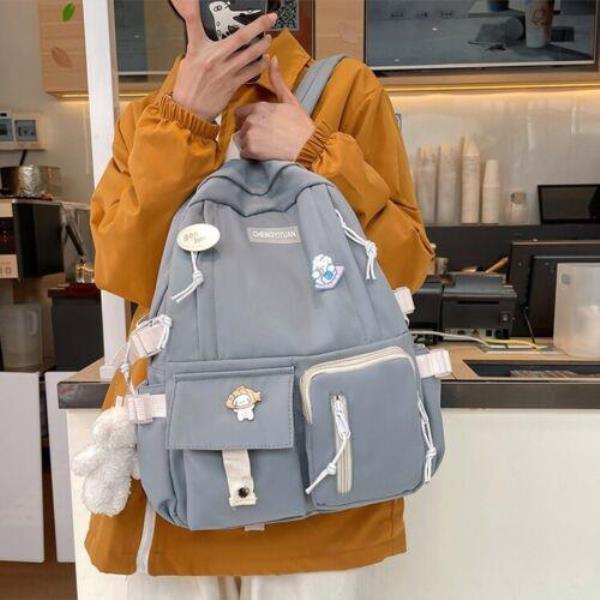 Ulzzang Casual Waterproof Multi Pockets School Backpack