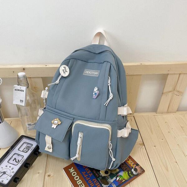 Ulzzang Casual Waterproof Multi Pockets School Backpack