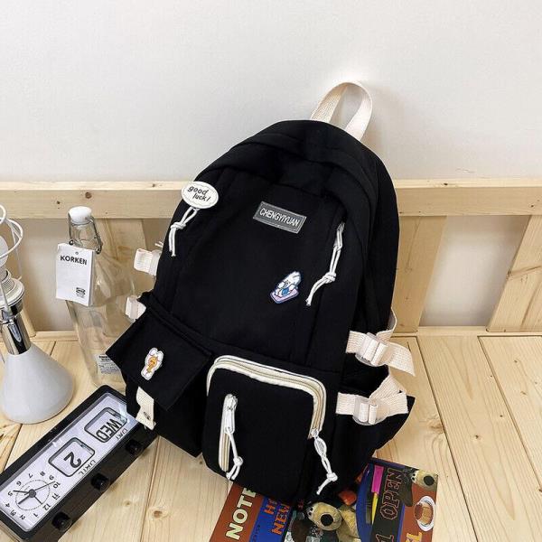 Ulzzang Casual Waterproof Multi Pockets School Backpack