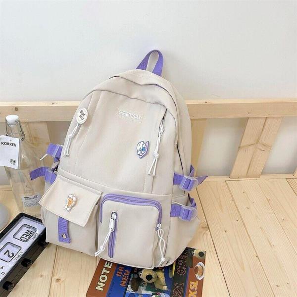 Ulzzang Casual Waterproof Multi Pockets School Backpack