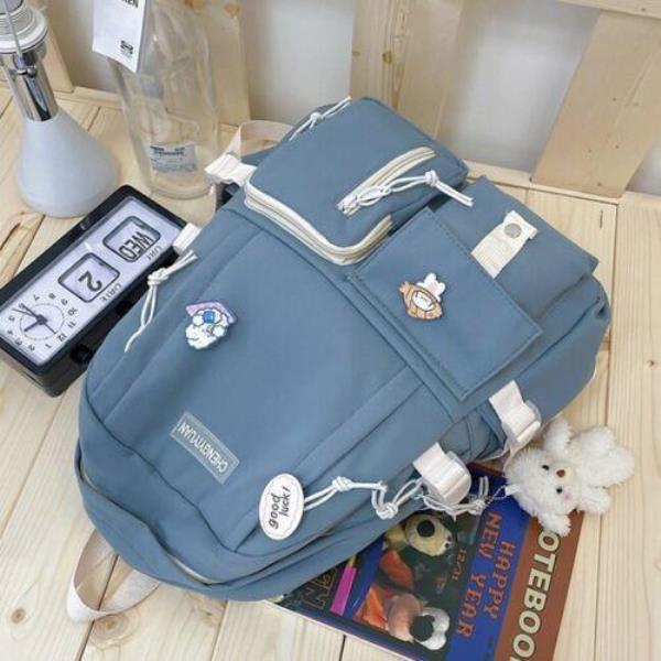 Ulzzang Casual Waterproof Multi Pockets School Backpack