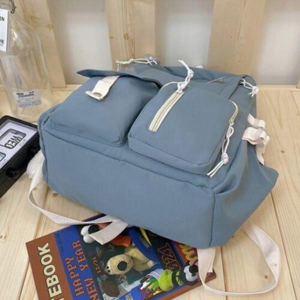 Ulzzang Casual Waterproof Multi Pockets School Backpack