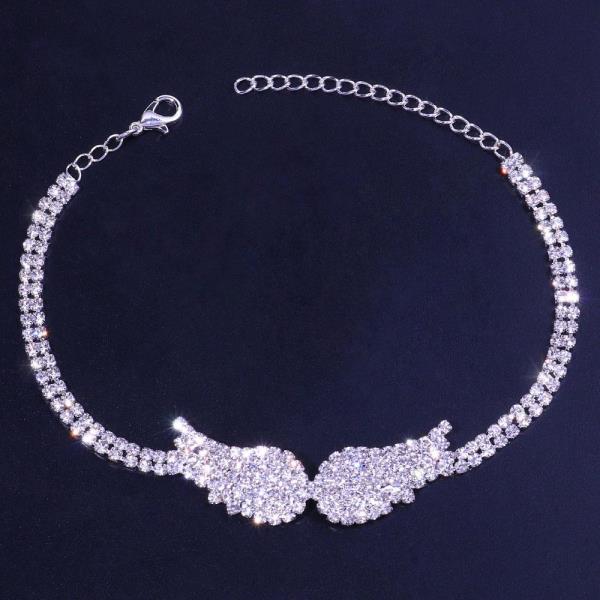 Silver Beach Crystal Wings Anklet