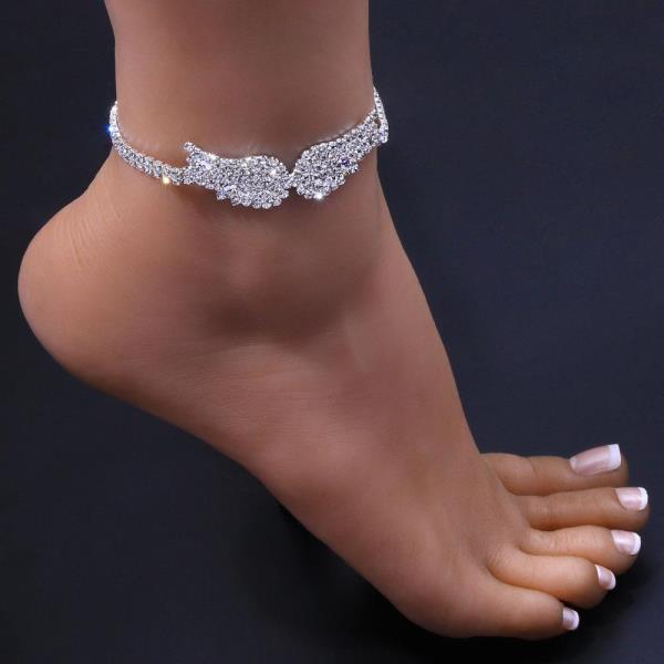 Silver Beach Crystal Wings Anklet