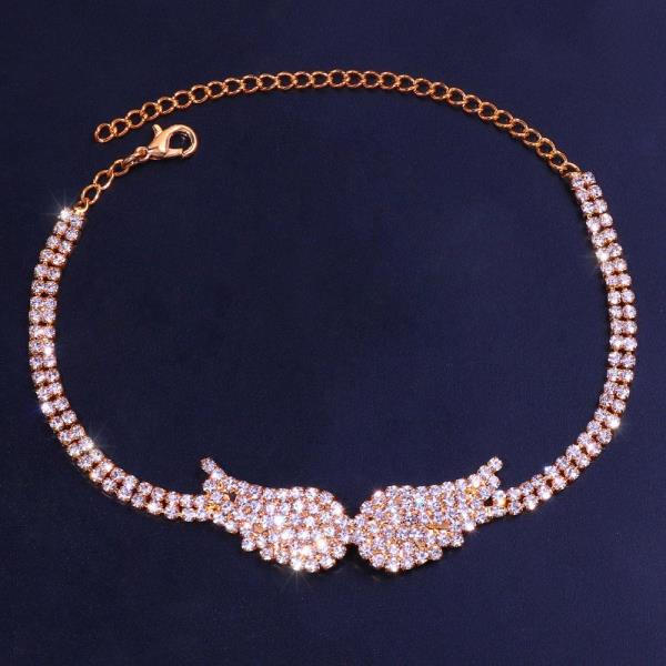 Silver Beach Crystal Wings Anklet