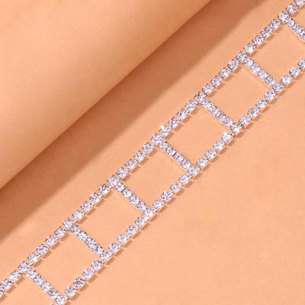 1 Pc Elastic Grids Rhinestone Thigh Chain