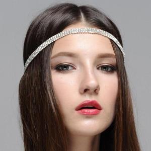 Silver Glitter Rhinestone Tassel Hair Chain