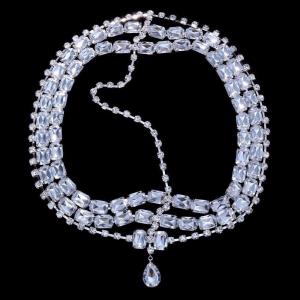 1920s Retro White Feather Crystal Headband