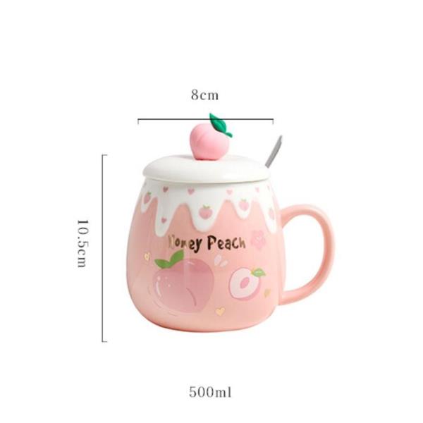 Cute 3D Fruit Ceramic Drink Mug With Spoon