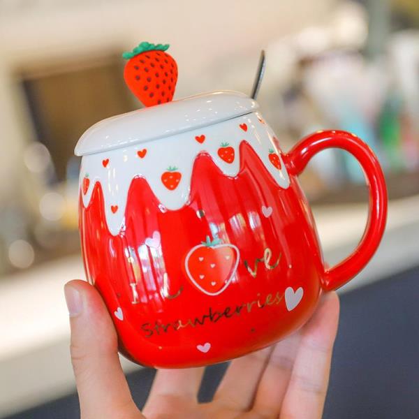 Cute 3D Fruit Ceramic Drink Mug With Spoon