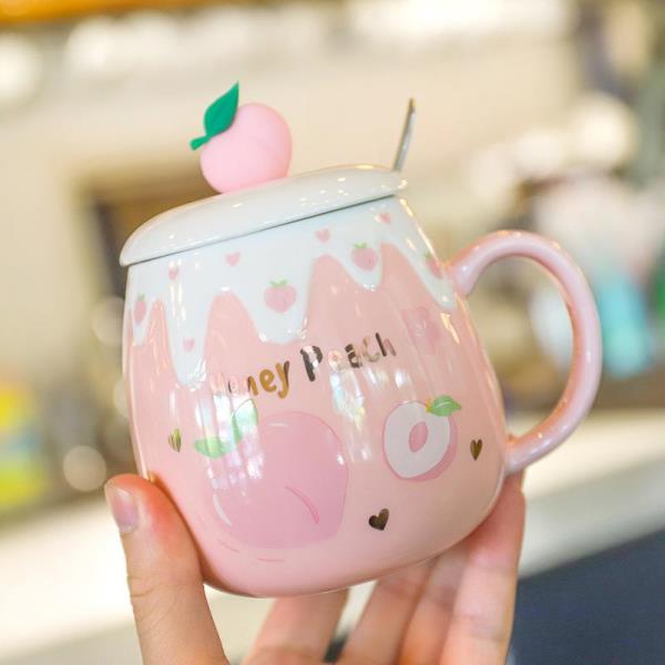 Cute 3D Fruit Ceramic Drink Mug With Spoon