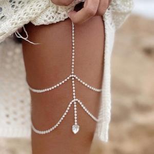 Silver Rhinestone Tassel Bra Chain