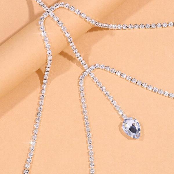 Silver Rhinestone Waterdrop Elastic Thigh Chain