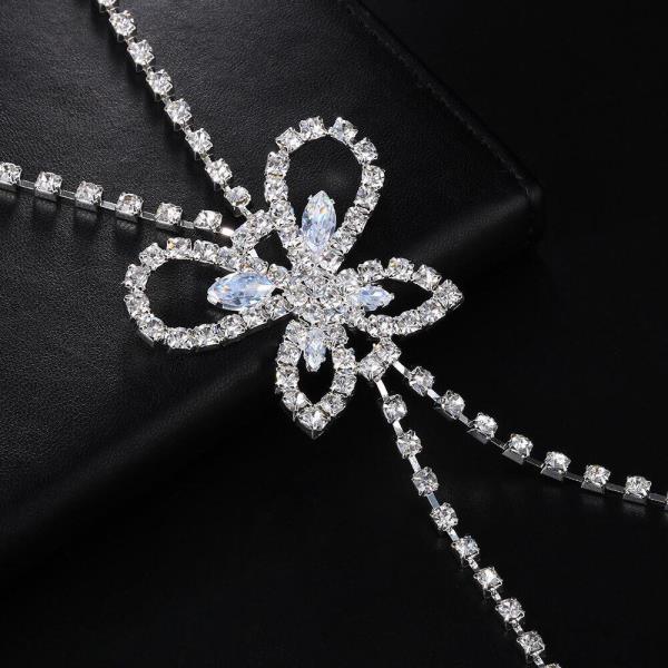 Silver Gothic Butterfly Rhinestone Back Body Chain