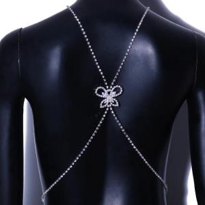 Silver Gothic Butterfly Rhinestone Back Body Chain