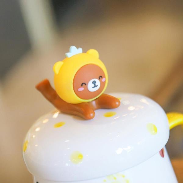 3D Cartoon Animal Phone Holder Lid Ceramic Mug