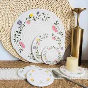 4 PVC Woven Hollow Flower Table Dining Placemats