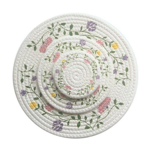 11 Cm Flower White Braid Cotton Knit Coaster