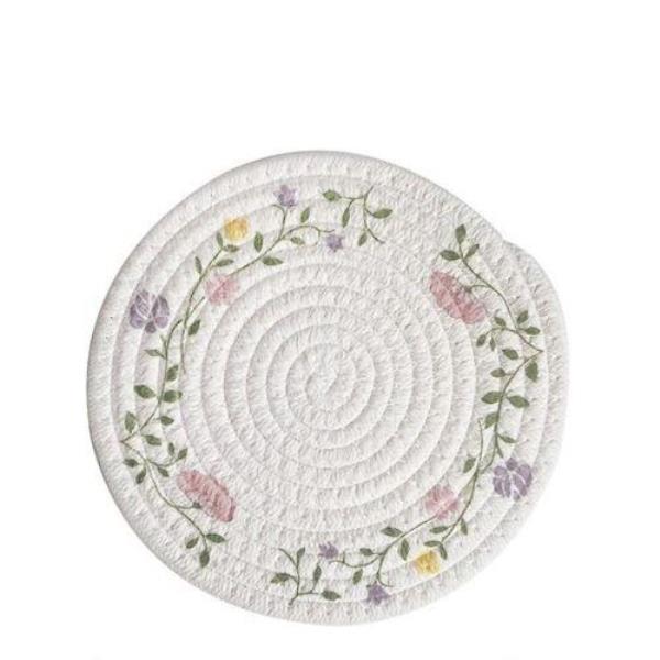 11 Cm Flower White Braid Cotton Knit Coaster