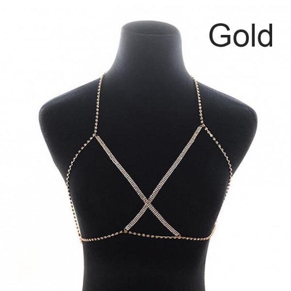 Gothic Rhinestone Cross Chest Bra Body Chain