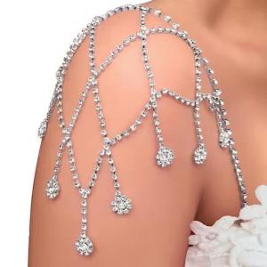 Silver Rhinestone Crown Chest Body Chain