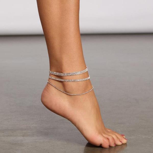 Rhinestone Multi Tassel High Heel Anklet