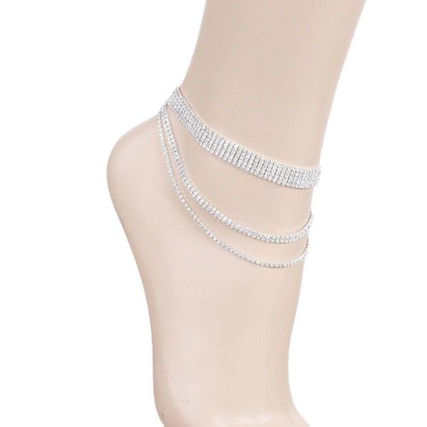 Rhinestone Multi Tassel High Heel Anklet