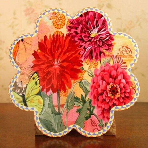 Garden Flower Large Ceramic Absorbent Coaster 