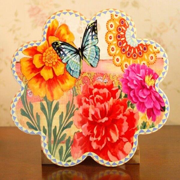 Garden Flower Large Ceramic Absorbent Coaster 