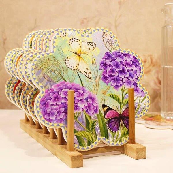 Garden Flower Large Ceramic Absorbent Coaster 